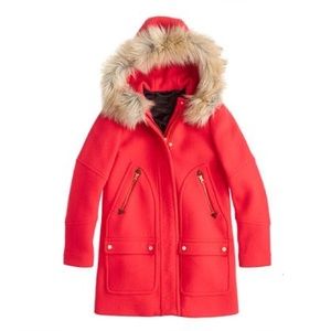 J Crew Bright Red Chateau Parka 10
